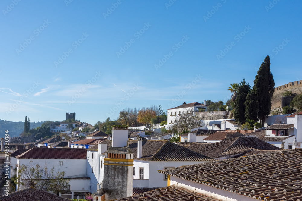 Obidos, Portugal. December 2, 2017. Urban scene of the beautiful and small town of Obidos, in the interior of Portugal.