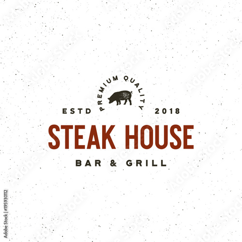 vintage steak house logo. retro styled grill restaurant emblem. vector illustration