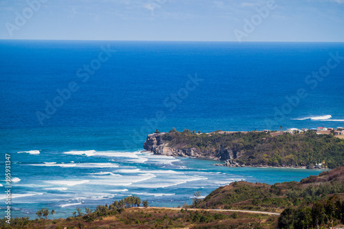 Panoramic View of a Coastline in Barbados, Ocean, Waves, Blue
