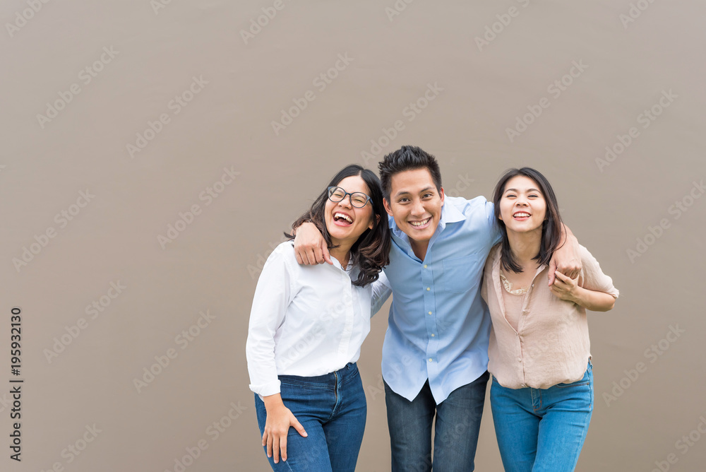 Fototapeta premium three asian friends having fun together