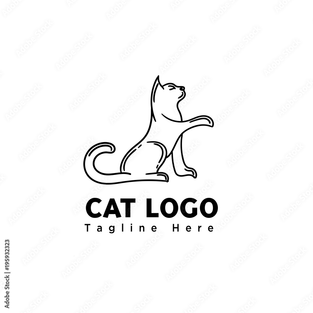stand cat line art elongate hand logo