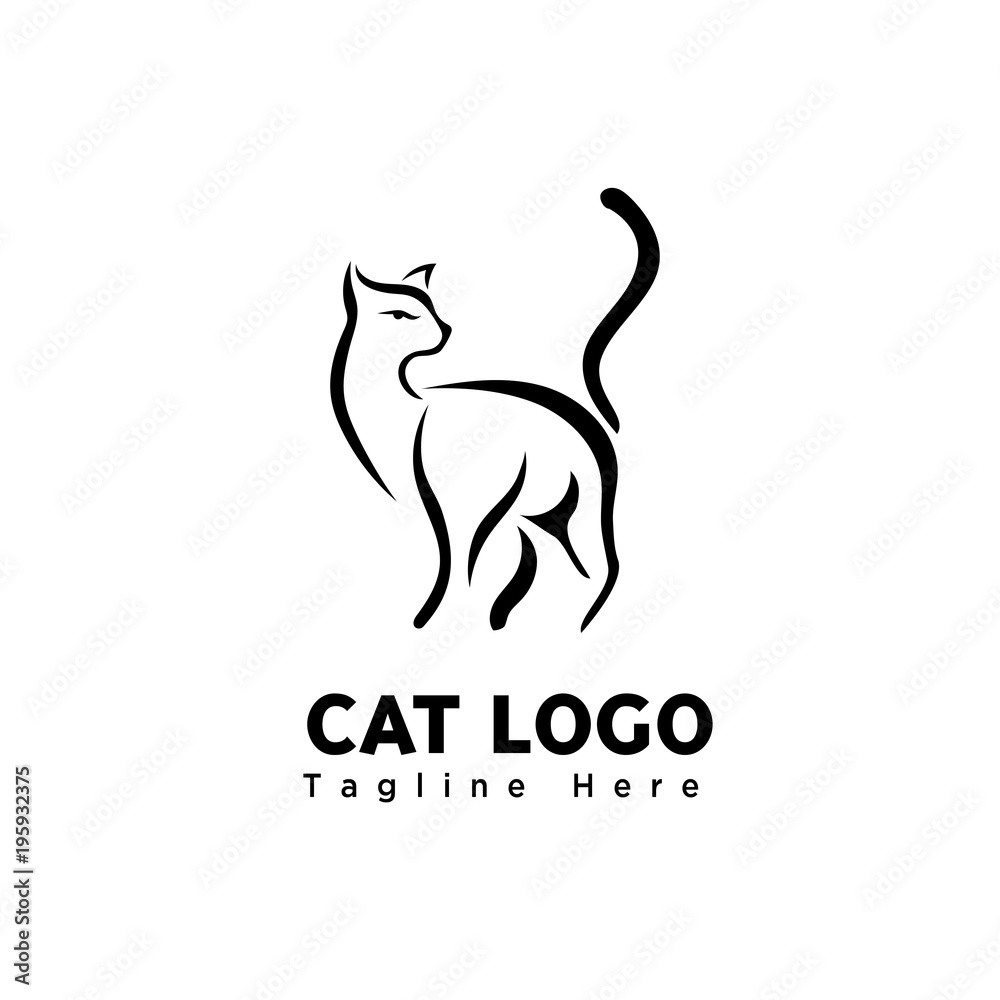 brush art walking cat logo brush art walking cat logo