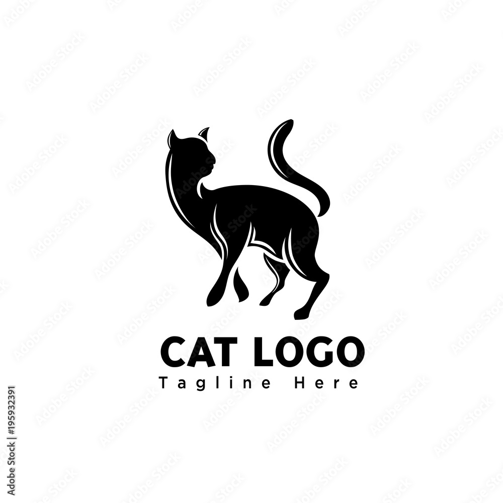 silhouette art walking cat logo silhouette art walking cat logo