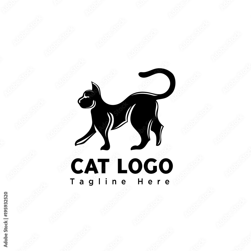 silhouette art walking cat logo