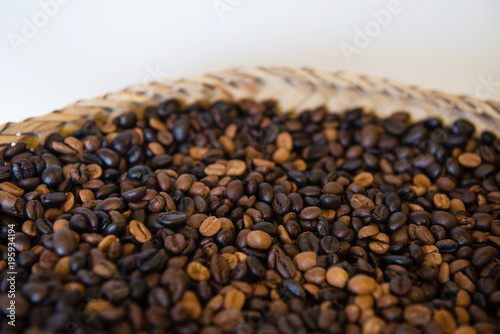Mix of coffee beans in a bow