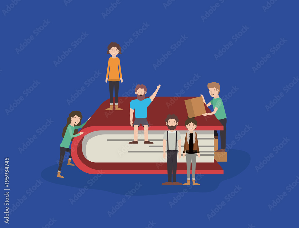 mini people with book vector illustration design mini people with book vector illustration design