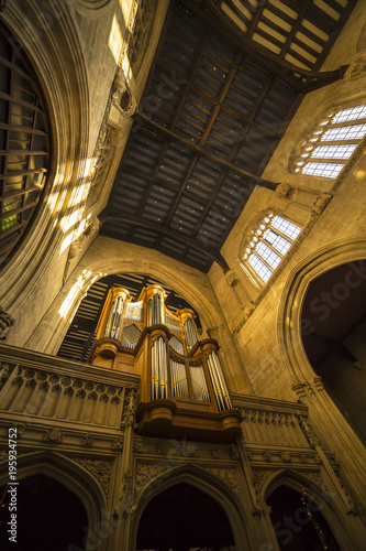 Stained glass at University church of St. Mary the Virgin in Oxford  England  United Kingdom  Europe.