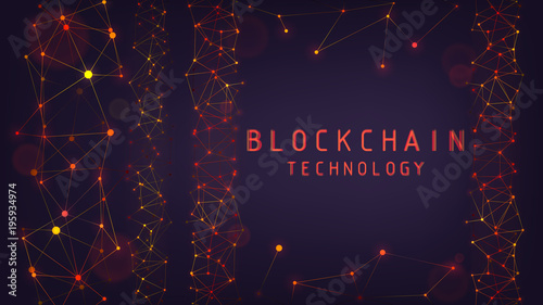 Blockchain technology, dark abstract background