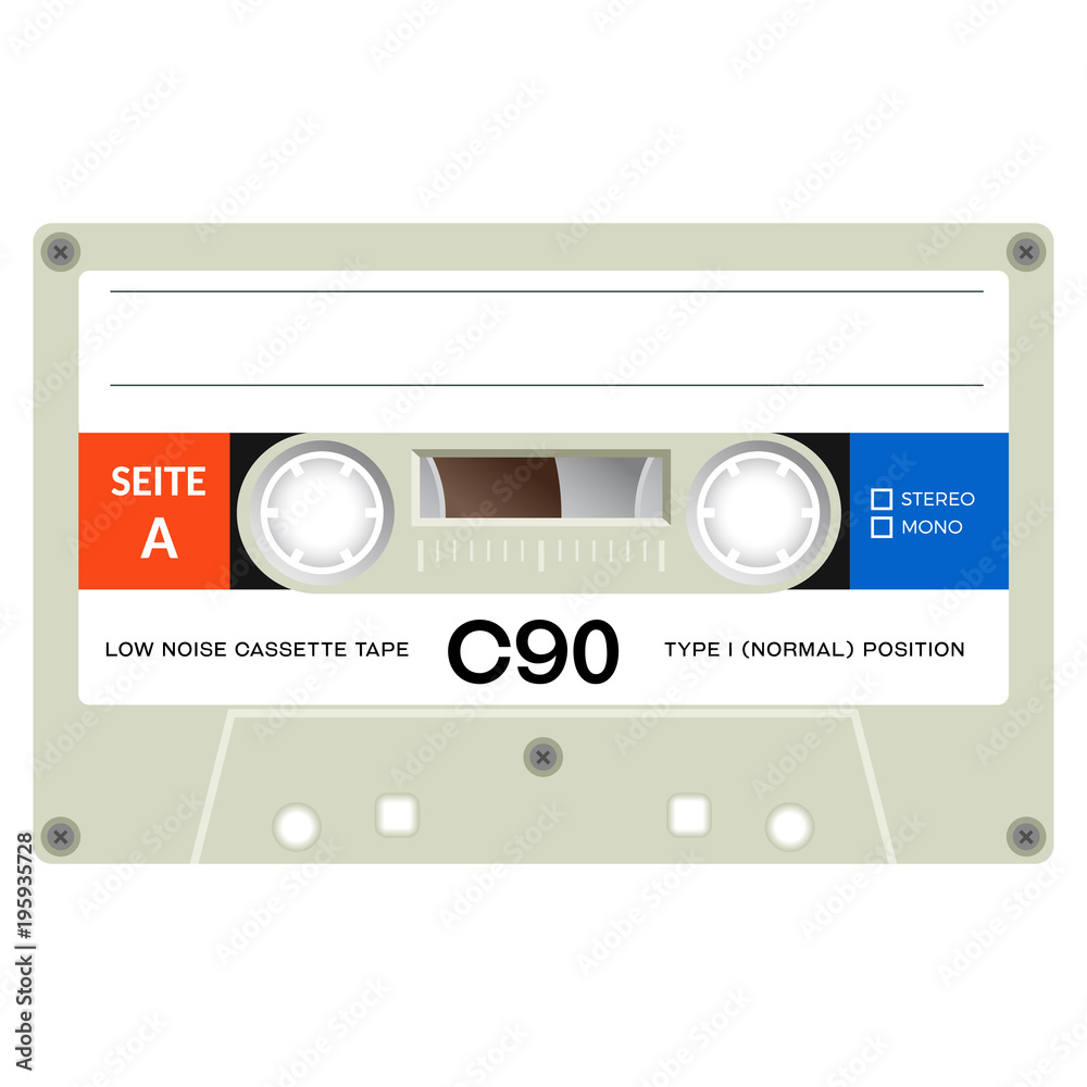 Fototapeta premium Vintage audio cassette tape, realistically looking design.