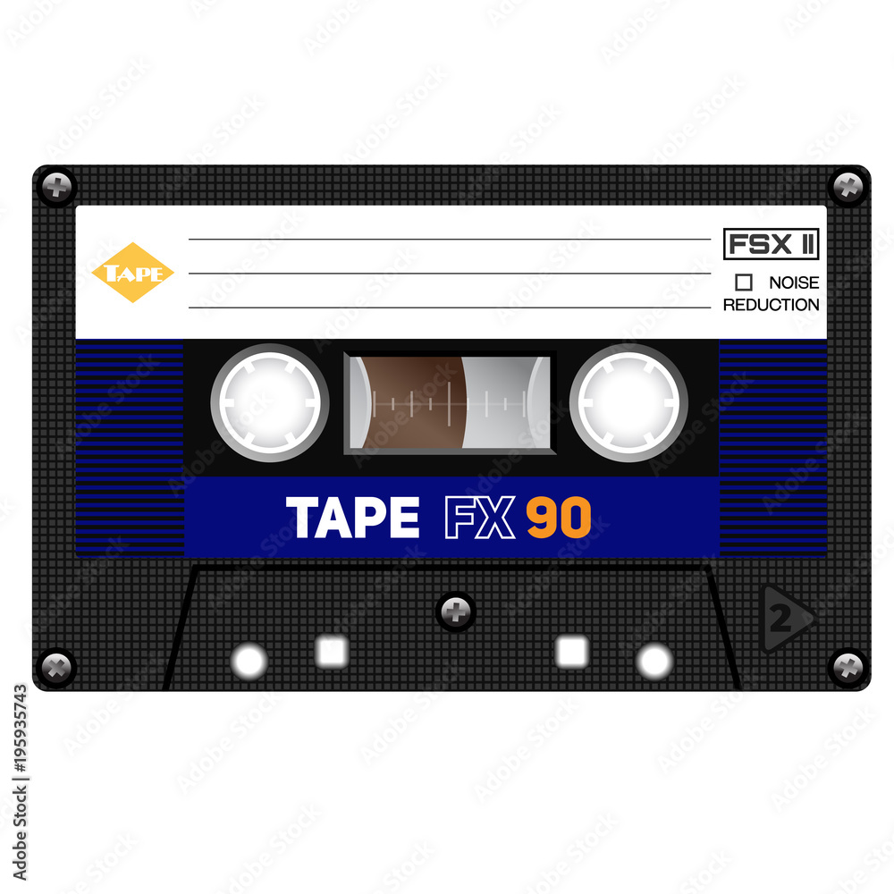 Fototapeta premium Old fashion cassette tape design, retro technology illustration.