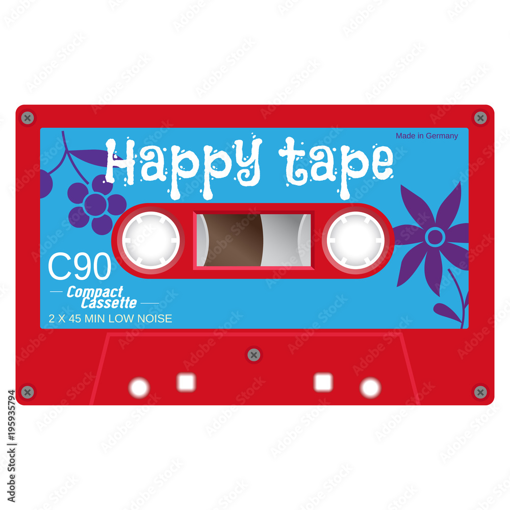 Fototapeta premium Old school compact cassette tape, eightees design.