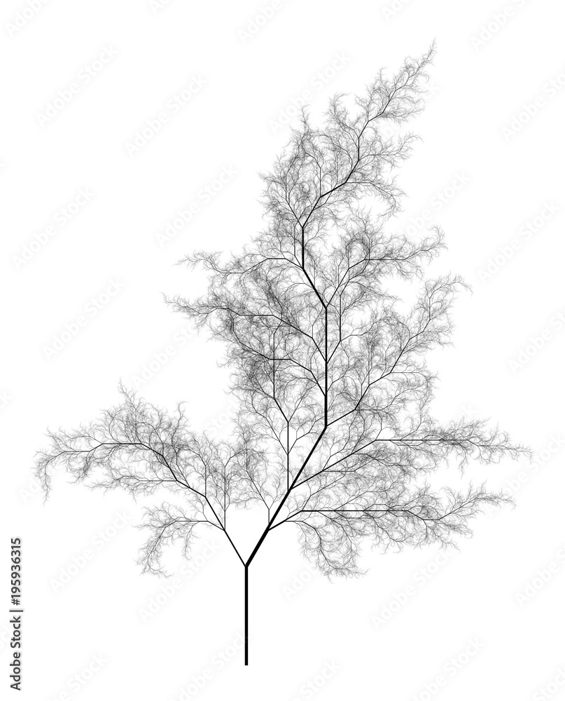 Obraz premium Flat Computer Generated Self-Similar L-system Branching Tree Fractal - Generative Art 