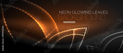 Neon leaf background, green energy concept