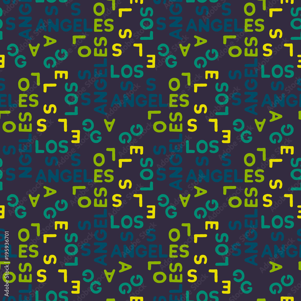 Los Angeles
 seamless pattern. Autentic artistic design for background.