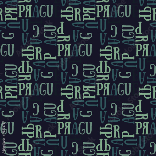 Prague
 seamless pattern. Autentic artistic design for background.