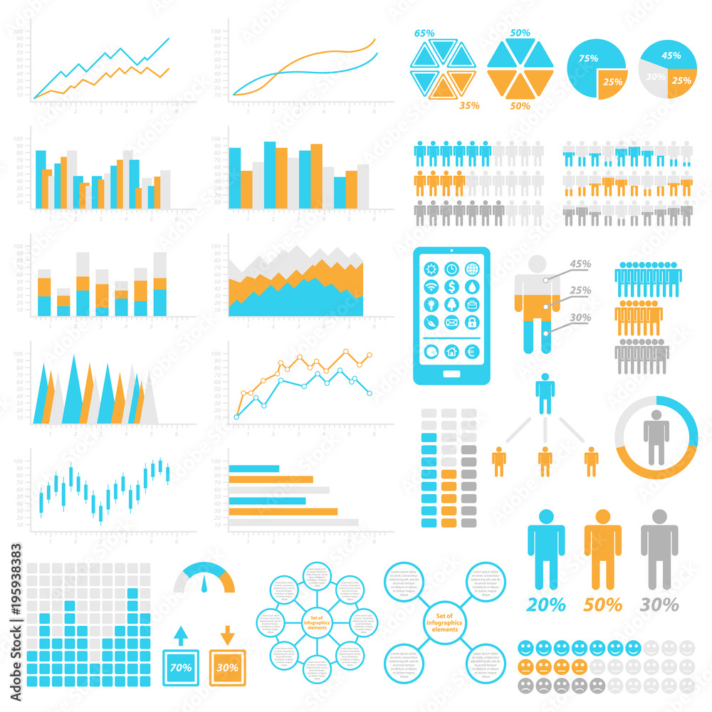 Obraz premium Set of infographic elements. Templates for infographic. Elements and icons collection. Vector illustrations.