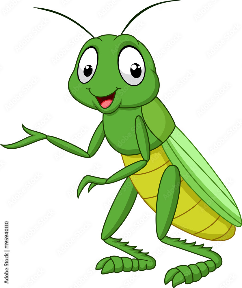 Φωτογραφία Cartoon grasshopper isolated on white background