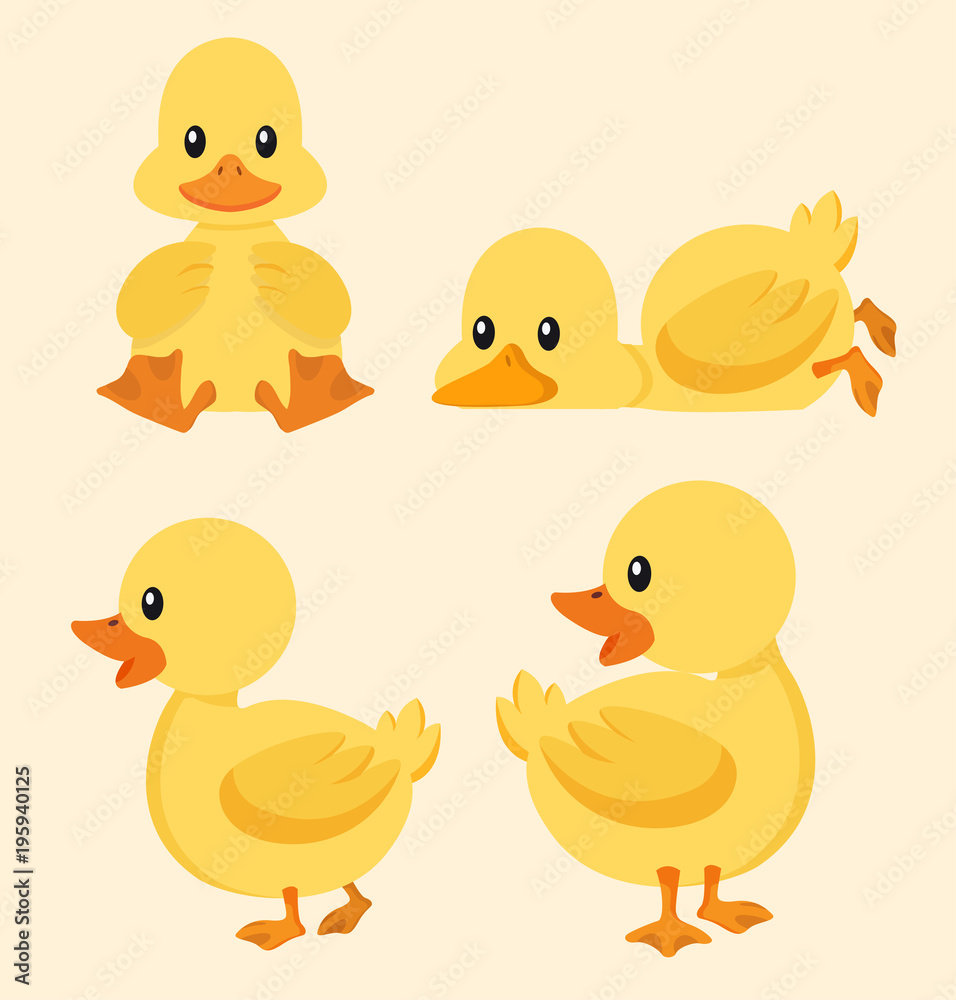 Cute yellow duck set