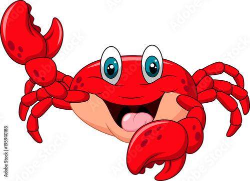 Cartoon happy crab isolated on white background
