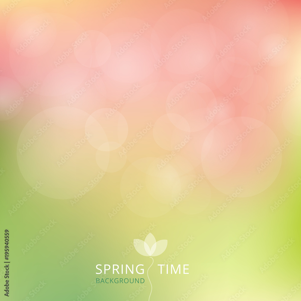 Spring summer autumn green and pink color tone with bokeh background.