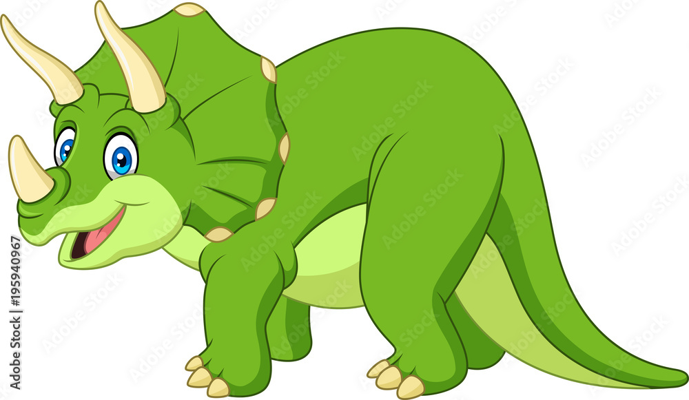 Naklejka premium Cartoon triceratops isolated on white background