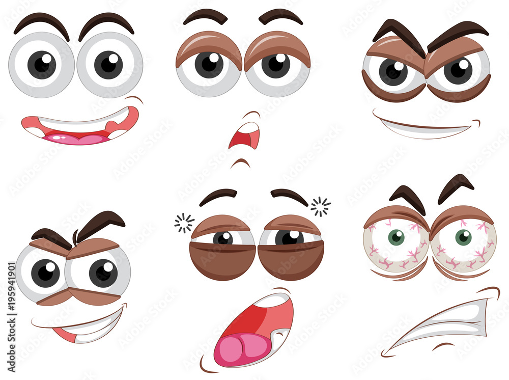 Six sets of eyes with different emotions Six sets of eyes with different emotions