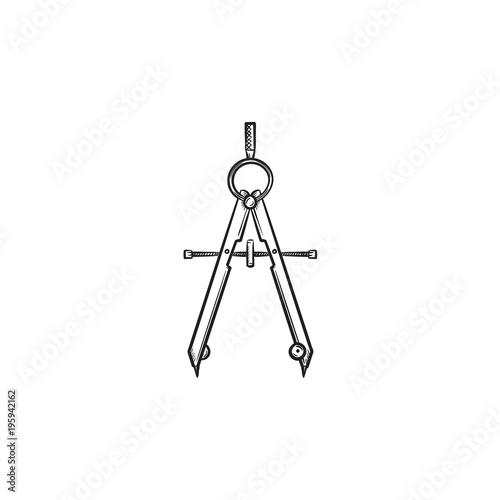 Technical compass hand drawn outline doodle icon