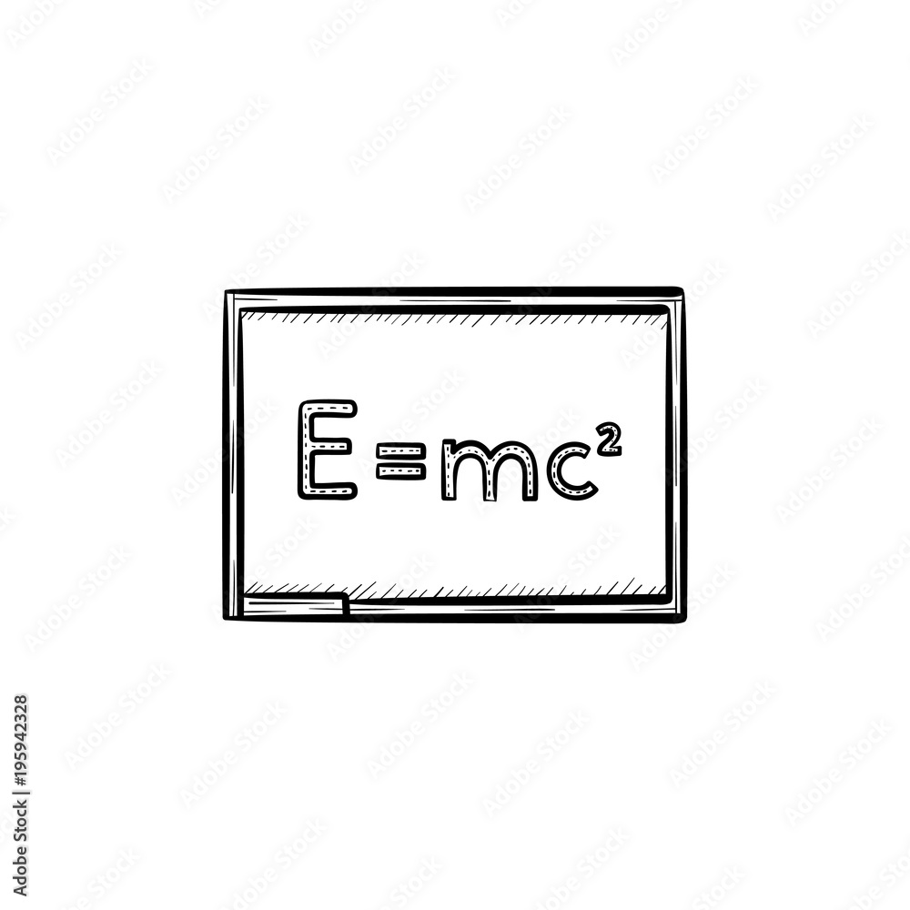 E equal mc 2 vector hand drawn outline doodle icon. Physics formula - e equal mc 2 vector sketch illustration for print, web, mobile and infographics isolated on white background. E equal mc 2 vector hand drawn outline doodle icon. Physics formula - e equal mc 2 vector sketch illustration for print, web, mobile and infographics isolated on white background.