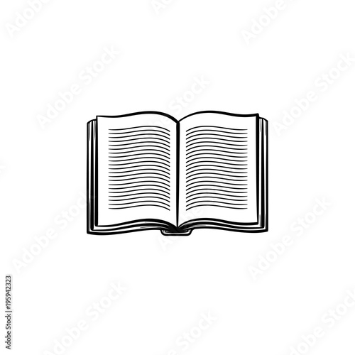 Open student book hand drawn outline doodle icon