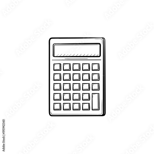 Calculator for count hand drawn outline doodle icon. Math calculator vector sketch illustration for print, web, mobile and infographics isolated on white background.