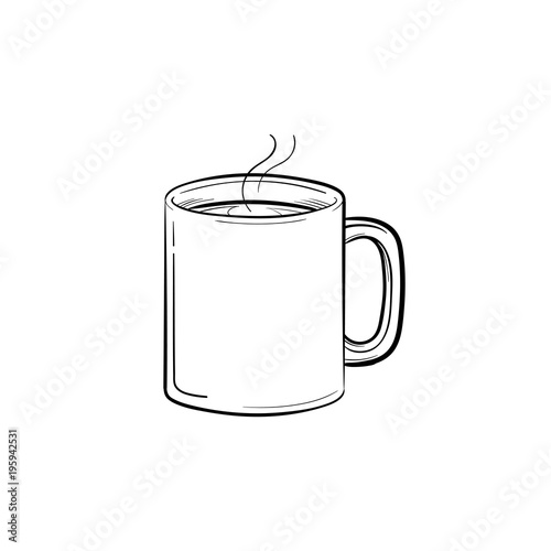 Fototapeta Mug of hot drink hand drawn outline doodle icon