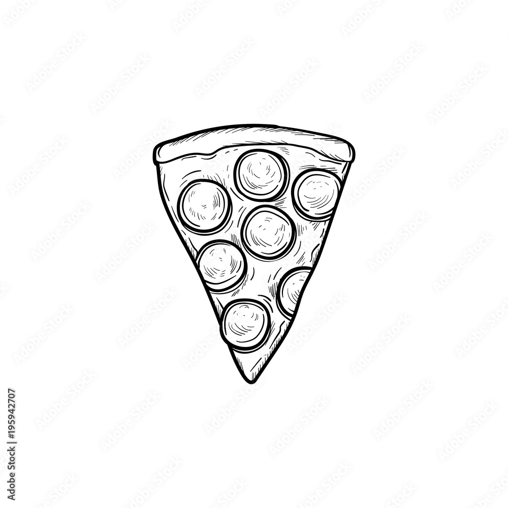 Premium Vector  Pizza with slice cut out vector doodle outline