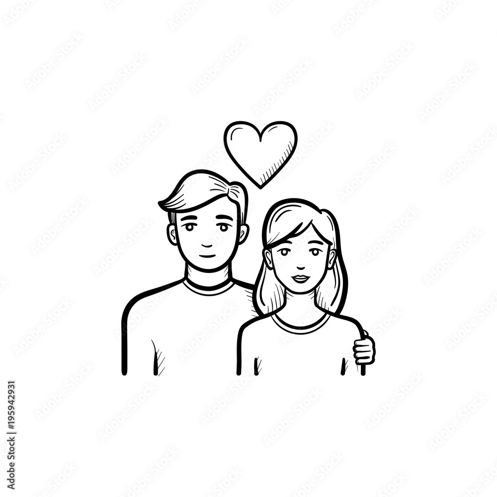 Couple in love hand drawn outline doodle icon. Woman and man dating vector sketch illustration for print, web, mobile and infographics isolated on white background. Couple in love hand drawn outline doodle icon. Woman and man dating vector sketch illustration for print, web, mobile and infographics isolated on white background.