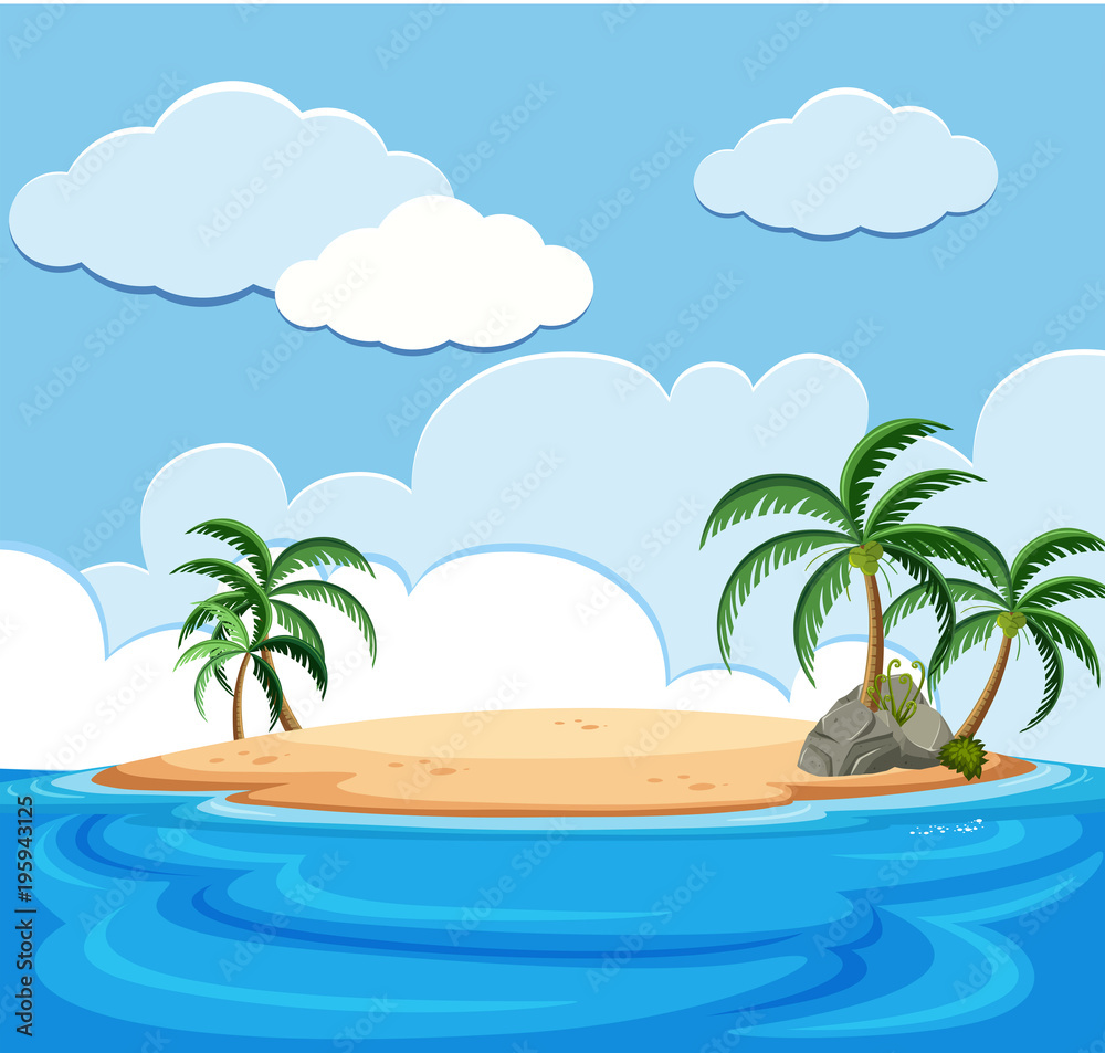 Background scene of island in the ocean