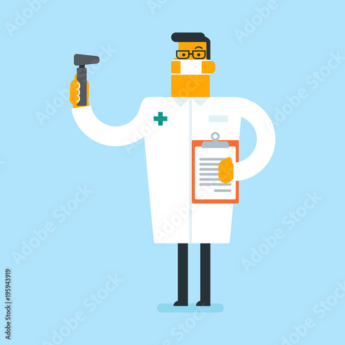Full length of caucasian white otolaryngologist doctor