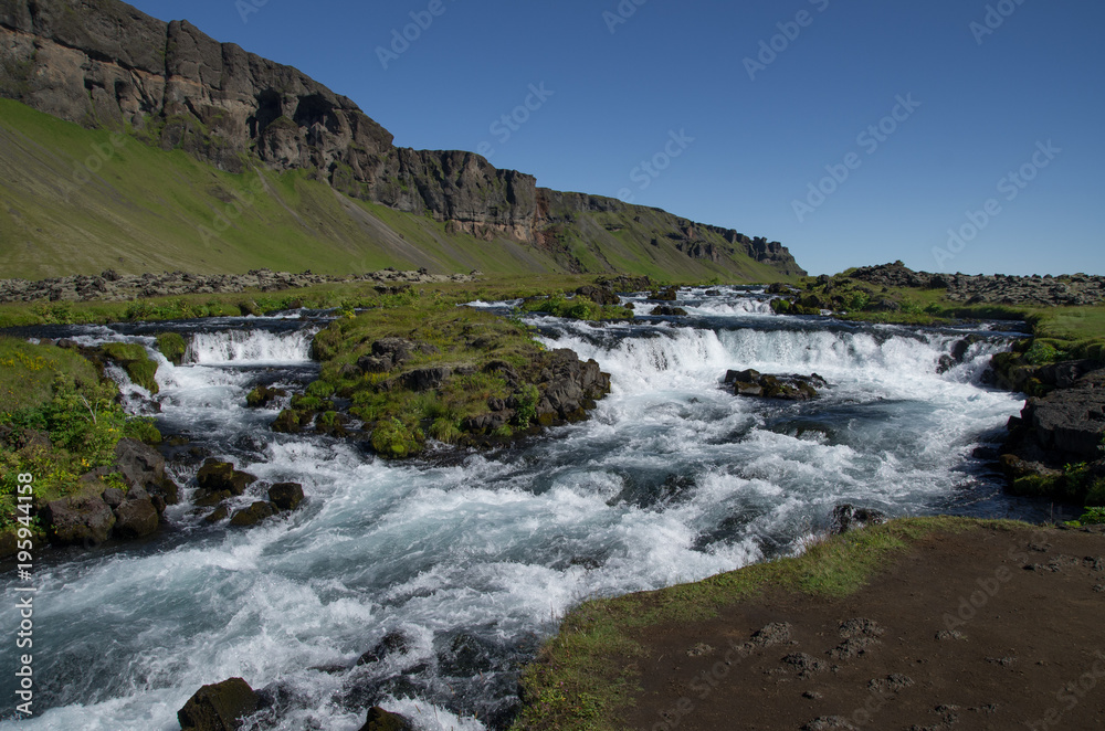 River along cliffs in Iceland
