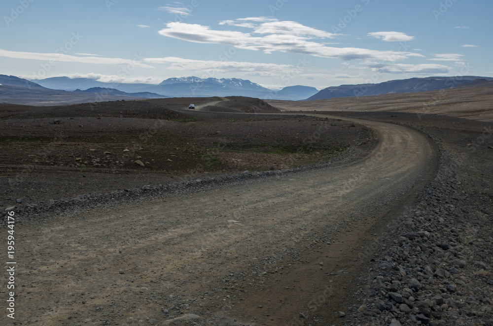 high  desert road winds through Iceland