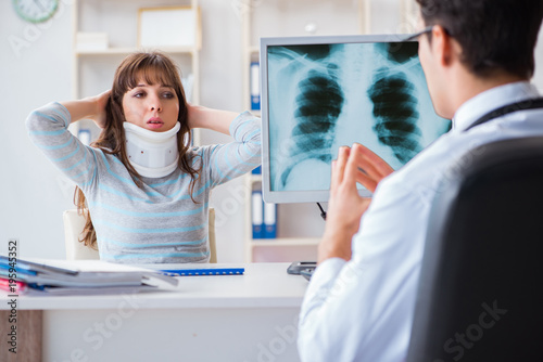 Young woman visiting radiologist for x-ray exam