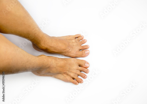 Barefoot on white background, looking down view from top © kaipong