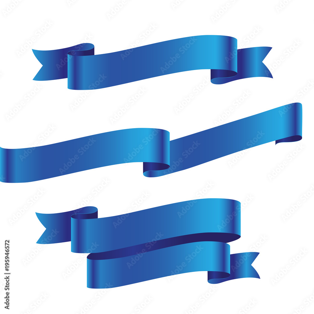 Blue detailed ribbon isolated on white background