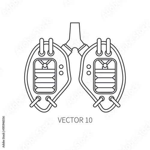 Bionic lungs and trachea prosthesis line icon. Bionic prosthesis. Biotechnology futuristic medicine. Future technology. Medical artificial mechanical robot implant sign and symbol. Transplantation.