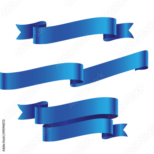 Blue detailed ribbon isolated on white background