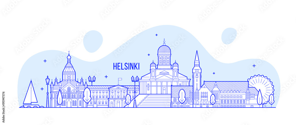 Helsinki skyline, Finland city buildings vector Helsinki skyline, Finland city buildings vector