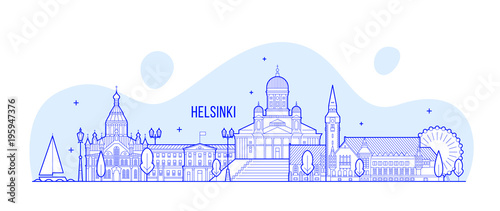 Helsinki skyline, Finland city buildings vector