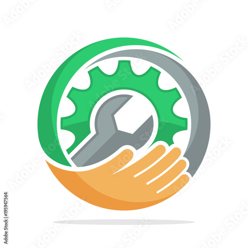 icon logo with the concept of mechanical repair solution