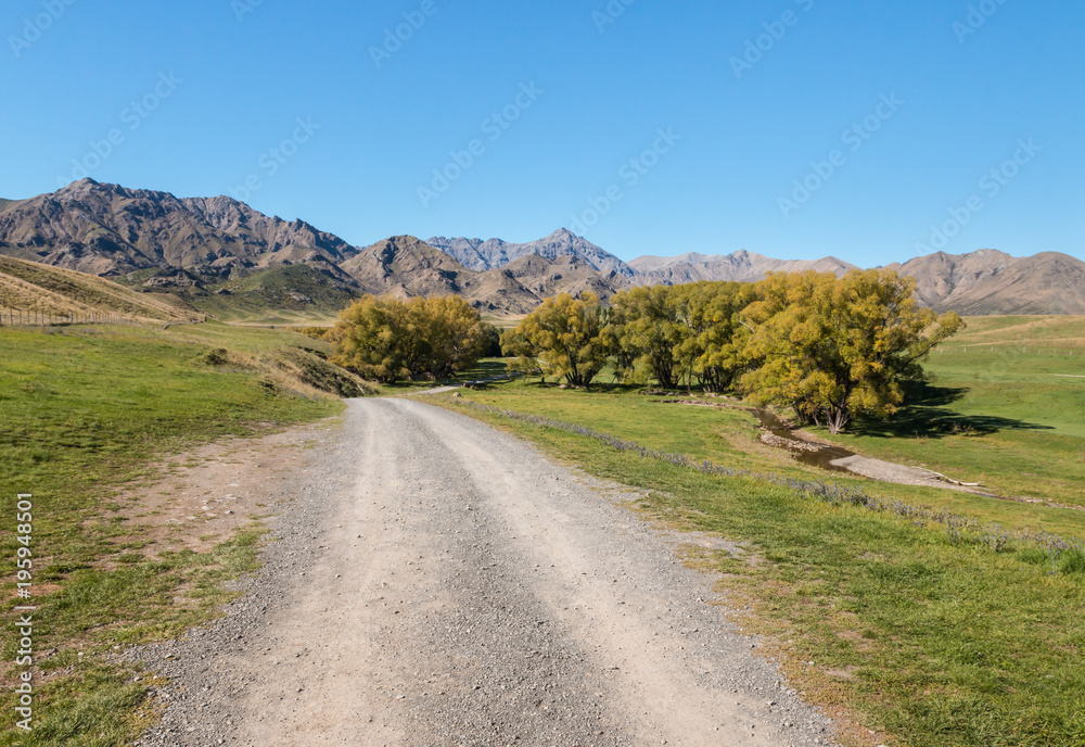 gravel road leading to Molesworth Station in Marlborough region, South Island, New Zealand