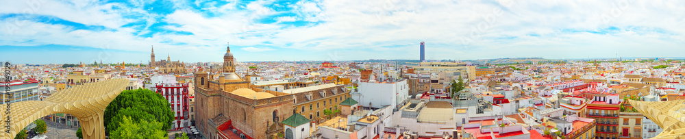 Panoramic view of the city of Seville from the observation platf