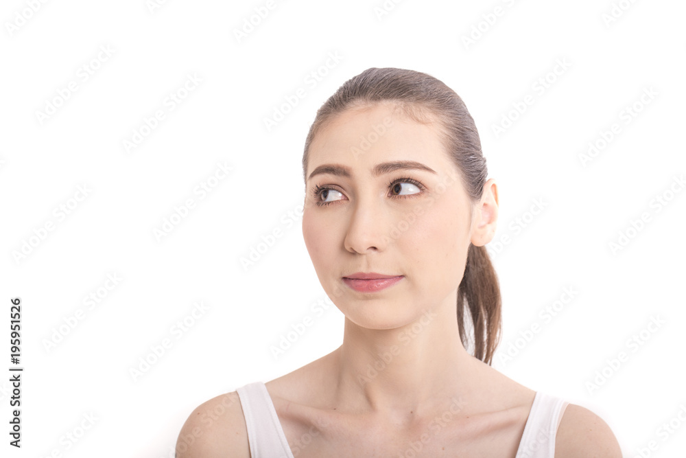 Portrait of Attractive Asian Woman smiling on white background. Portrait of Attractive Asian Woman smiling on white background.