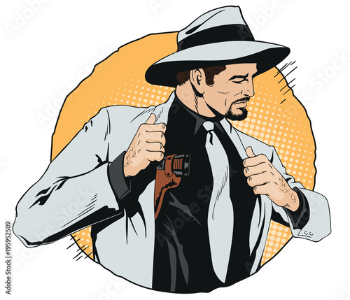 Confident cool man with gun.