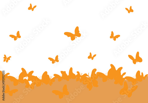 The sea of butterflies taking off into the sky (motilkov, beetles, moths). Merry background. 